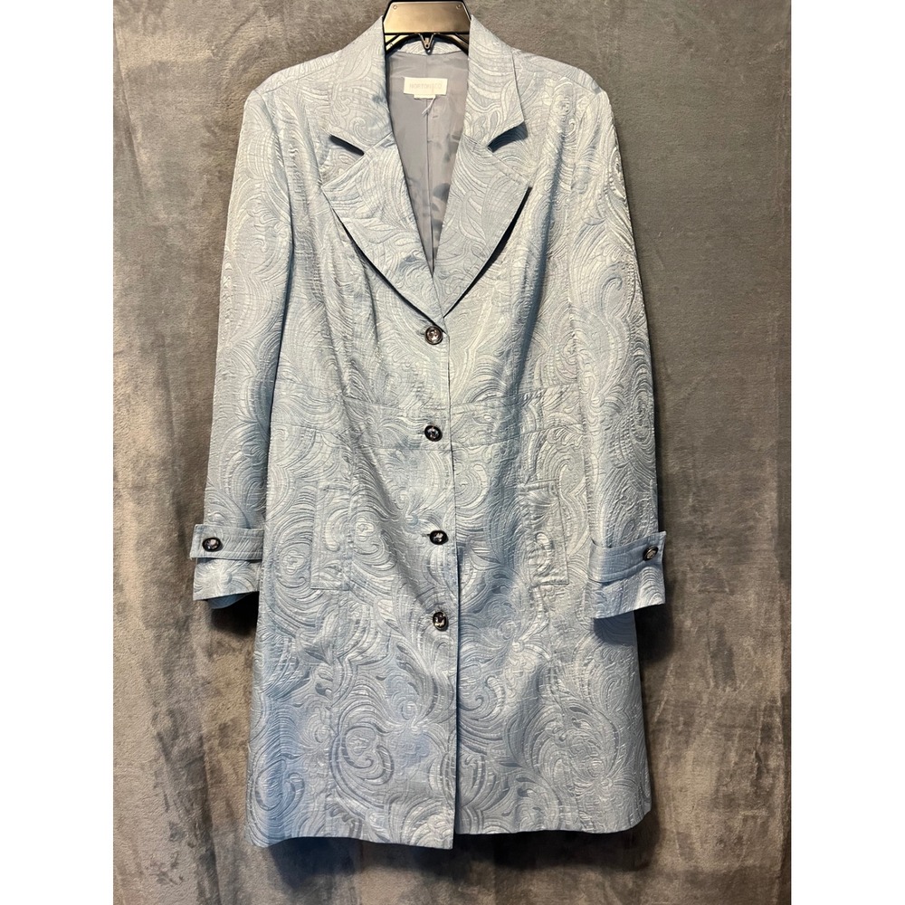 Norton & Co Blue Brocade Coat Rhinestone Buttons Formal Jacket Medium Crystal